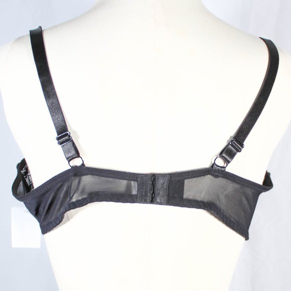 NWT Sexy Leopard Animal Print Black Lace and Mesh Pushup Underwire Bra - Picture 3 of 8